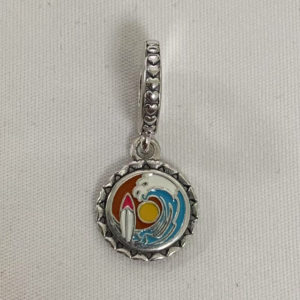 Pandora Hawaii Maui Surfboard Ocean Charm, S925 Silver Jewelry